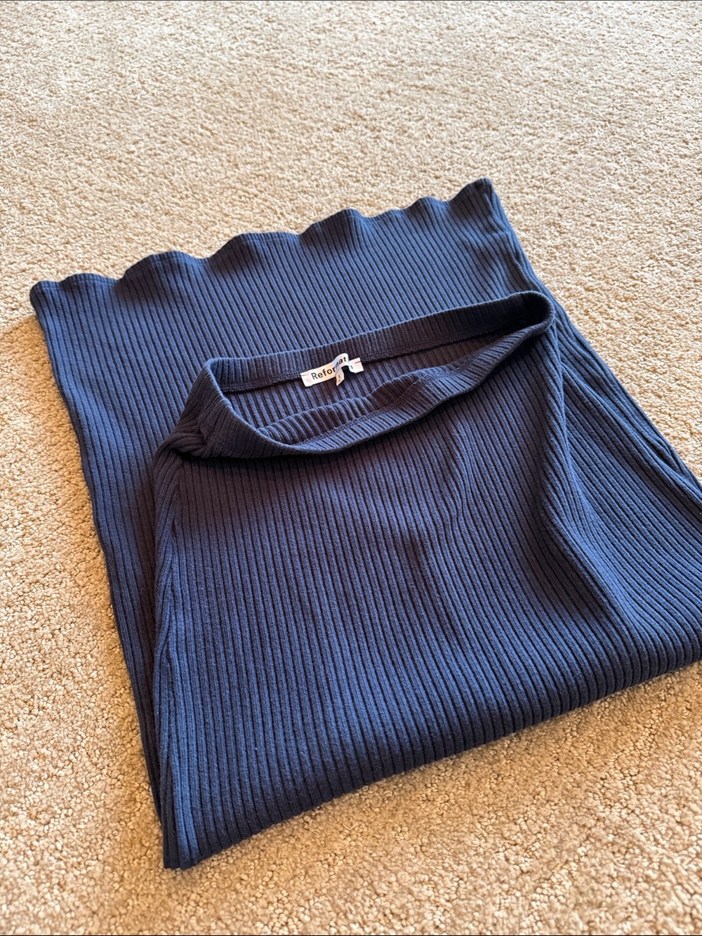 Reformation Navy Ribbed Two-Piece Skirt Set - Picture 4 of 4